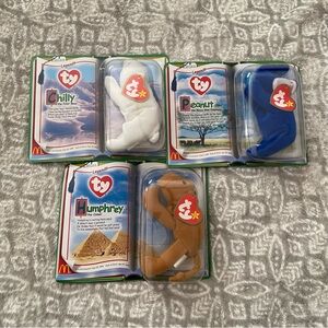 NWT Ty Teenie Beanie Babies Legends Lot Of 3 1994 Chilly Humphrey Peanut